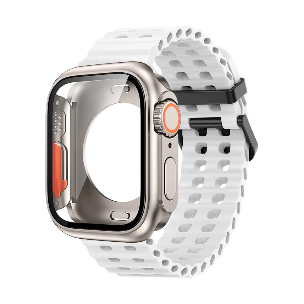 Ocean Silicone Strap+PC Case For Apple Watch Band  Series 11 10 46mm Metal Buckle Sports Bracelet Wristband iWatch 9 8 7 6 5 SE