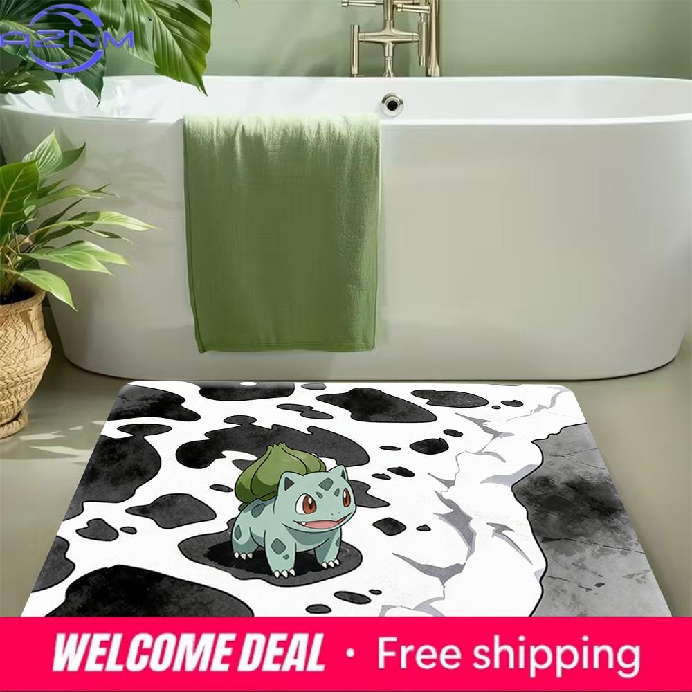 Pokemon Bulbasaur Print Doormat Anti-slip Absorbent Floor Mat for Home Entrance Bedroom Living Room Decor