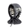 Snowflake Balaclava Hat for Women Autumn and Winter New Knitted Hat Warm Neck Scarf Integrated Ear Protection Woolen Hat