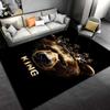 Bear with Crown Printed Carpet - Black Background with "King" Text Suitable for use as an anti-slip for living room bedroom sofas