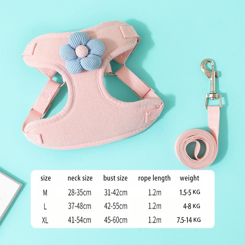 Dog Harness Walking Lead Leash For Dog Cat Collar Vest Breathable Leash Puppy Rope Go Out Anti-Lost Small Medium Pet Accessories