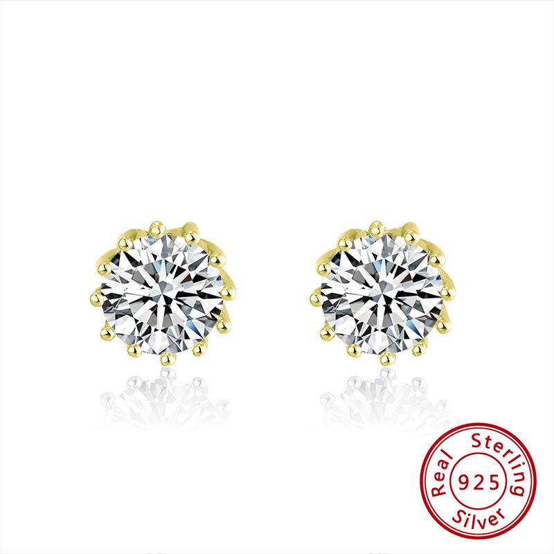Jewelry S925 Sterling Silver Earrings Earrings Multi-diamond Lady Zircon Round
