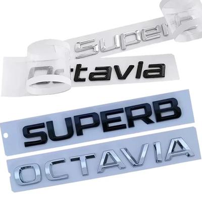 AAABV1 Auto-Buchstaben-Plakette Außen für Superb Octavia 2023 2024 Heckaufkleber Kofferraumaufkleber Emblem Auto-Modifikationszubehör