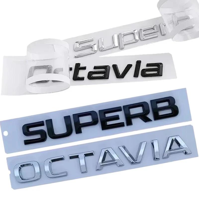 AAABV1 Auto-Buchstaben-Plakette Außen für Skoda Superb Octavia 2023 2024 Heckaufkleber Kofferraumaufkleber Emblem Auto-Modifikationszubehör