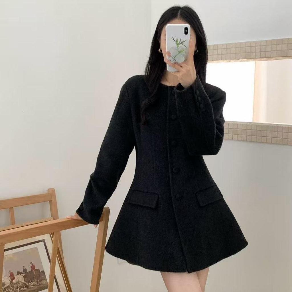 2025 Elegant Double-Faced Wool Coat - Slimming Casual Mid-Length, Perfect for Autumn & Winter.
