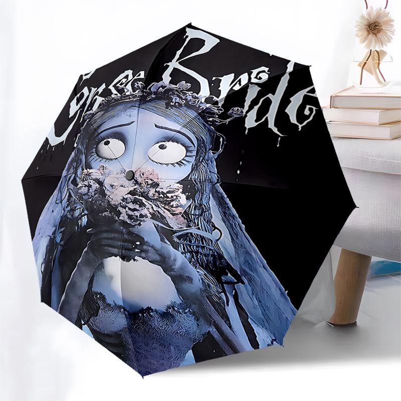 Corpse Bride Umbrella: Automatic Opening and Closing, Portable 3 Fold Design with 8 Bone Iron Frame Perfect Gift for Fans, Travelers, Everyd