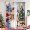 2 Stück 2D Flachdruck Frohe Weihnachten Fenstervorhänge Weihnachten_ Stoff Ohne Strom Vielseitig Perfekt für Innen