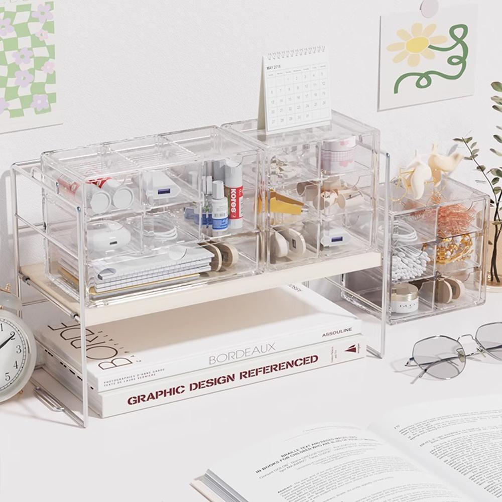 Transparent Acrylic Storage Box Dust Division Large Capacity Multi-Layer Jewelry Display Stand Desktop Drawer Organizer Box