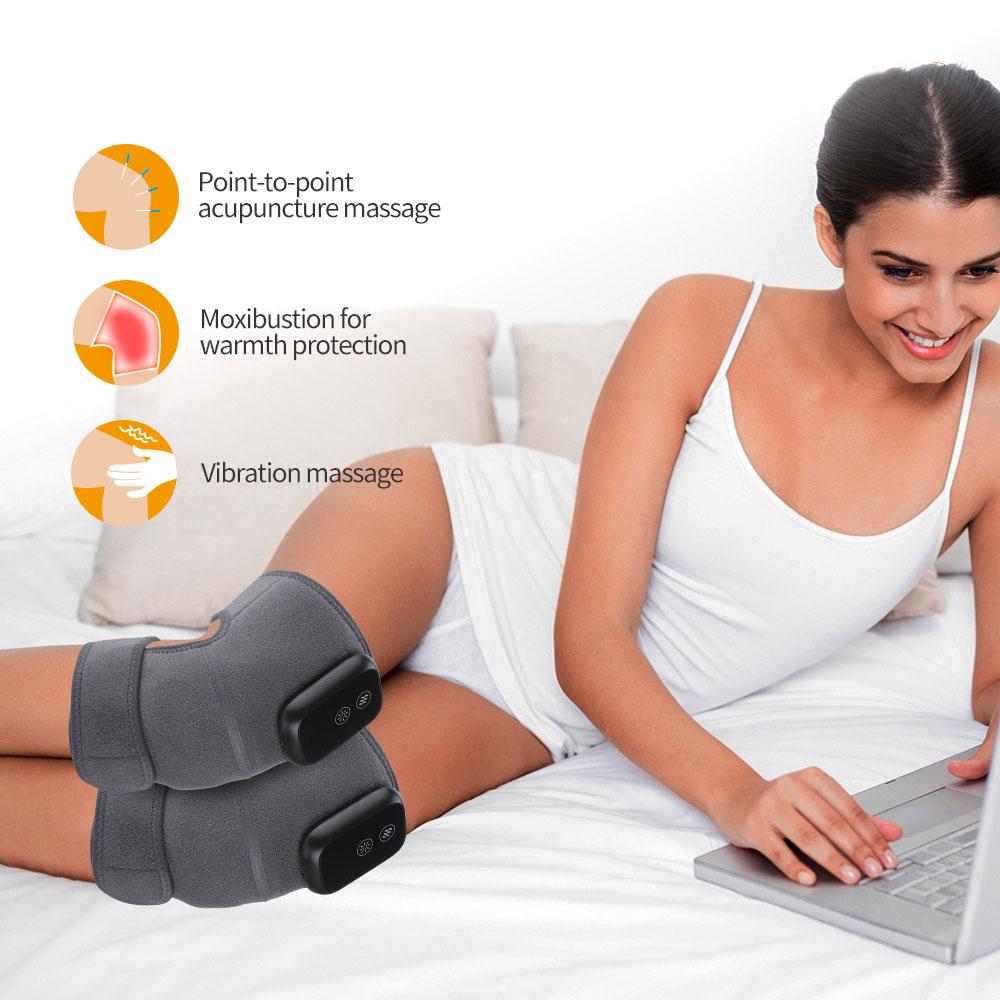 Wireless Heated Knee Massager for Joint Pain Relief Arthritis Cramps Meniscus Pain Electric Vibration Knee Brace Wrap with 3 Adjustable Heat Patterns