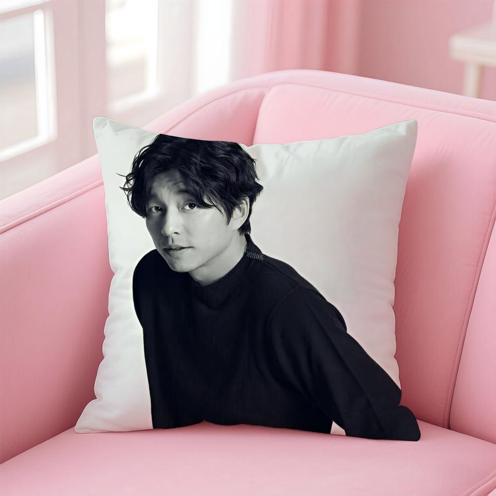 Hot Handsome Actor GGong YooS Cushion Cover Pillowcase Short Plush Invisible Zipper Room Sofa Cushion Cover
