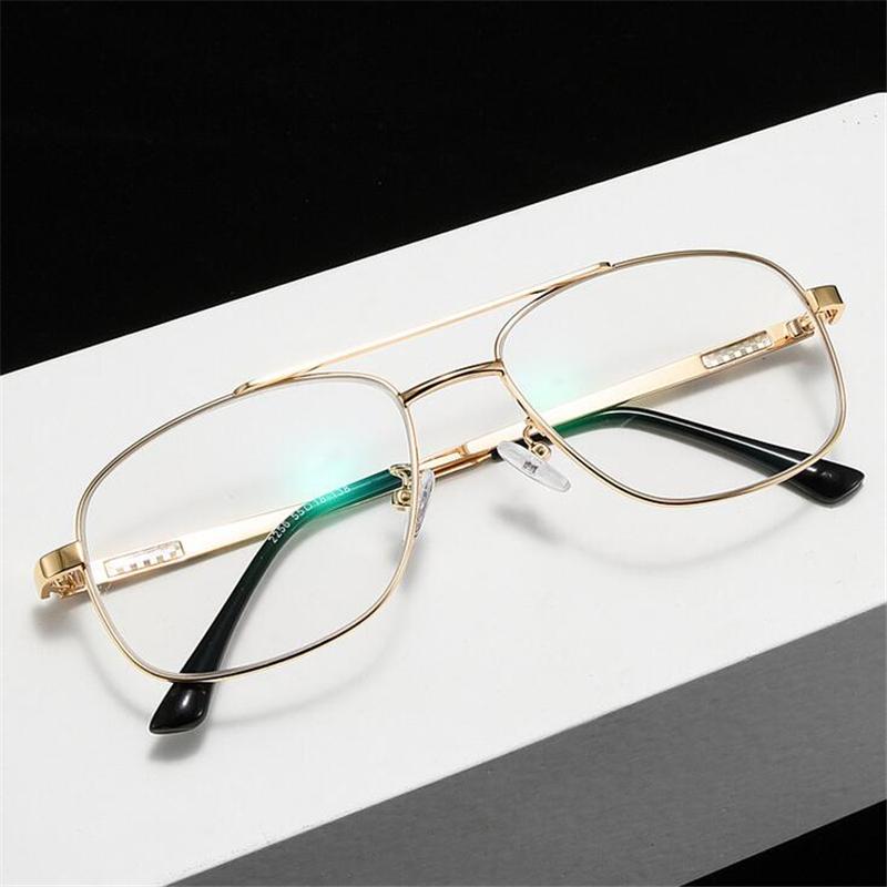 Double Beam Big Frame Sun Photochromic Gray Prescription Spectacles Metal Oval Nearsighted Glasses Diopter 0 -0.5 -0.75 To -6.0