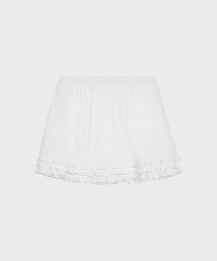 Alkialka Pintuck Frill Skirt (White)