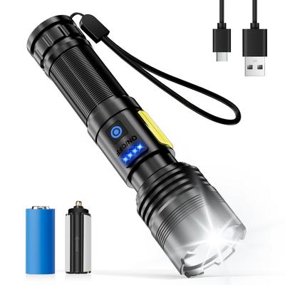 Leistungsstarke LED-Taschenlampe Wiederaufladbar 5800mAh 26650 Hoch Handheld Zoom COB IPX6 Maglite Magnetisch LED Kompatibel mit AAA für Stromausfall und