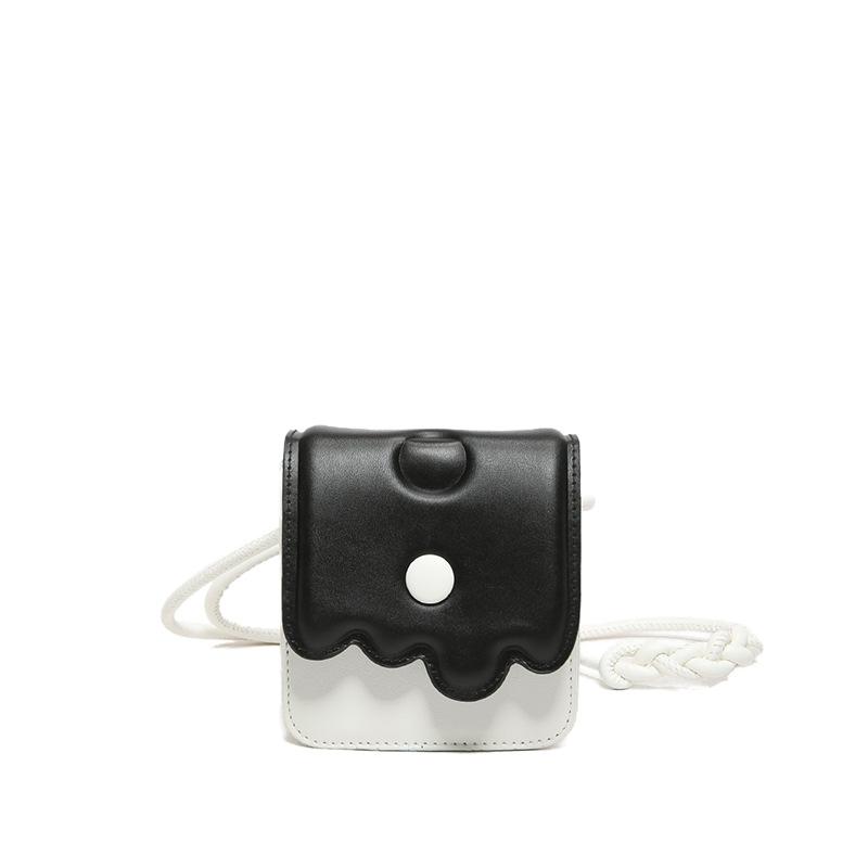 

2024 новая контрастная цветная сумка-ниша женская мини-сумка через плечо с принтом печенья милая девичья сумка-мессенджер маленькая квадратная сумка чёрный