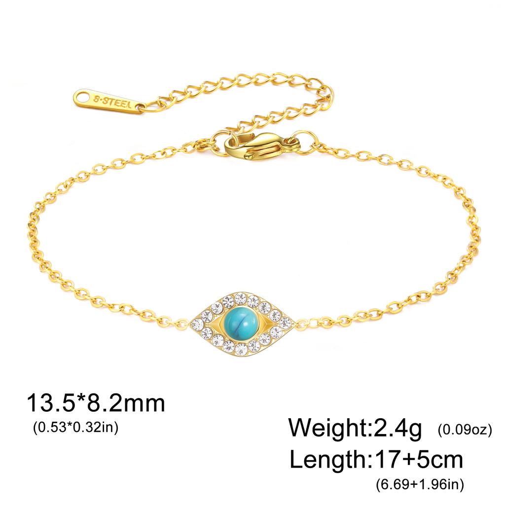 Lucky Blue Zircon Evil Eye Charm Bracelets Women's Stainless Steel Bracelet Amulet Jewelry Valentine Gifts