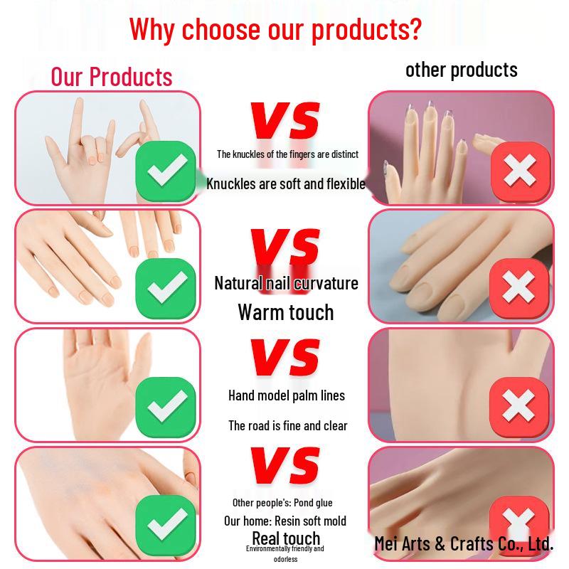 Beginner's Bendable Soft Fake Hand for Nail Art Display and Practice