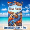 Dog Theme Beach Towel Personalized Custom Name & Text Soft Quick Dry Beach Towel for Swimming Travel