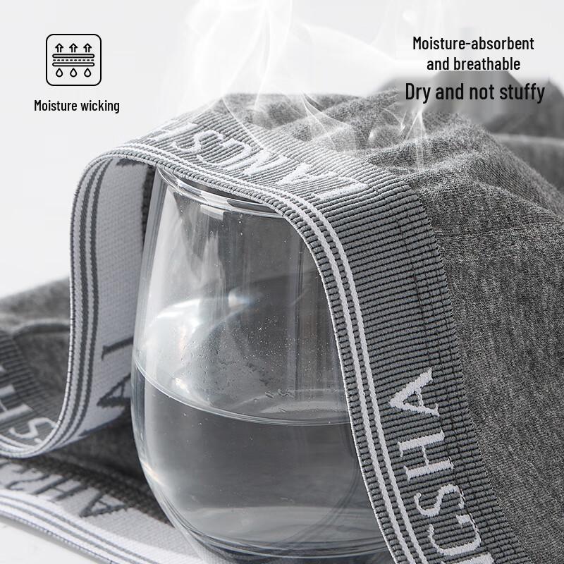 Langsha Men's 10A Antibacterial Cotton Boxer Briefs with Mulberry Silk Crotch