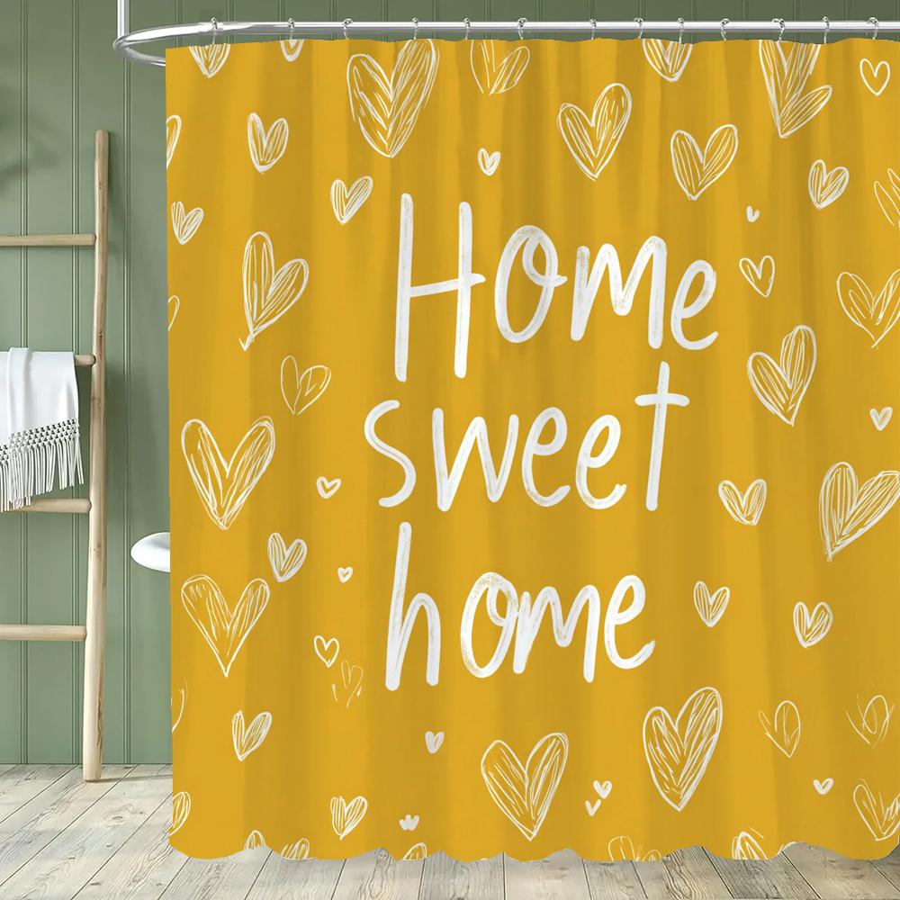 Simple Design Shower Curtain With Hooks Set For Bathroom Decor,Printed Polyester Fabric Home Decorative Curtain