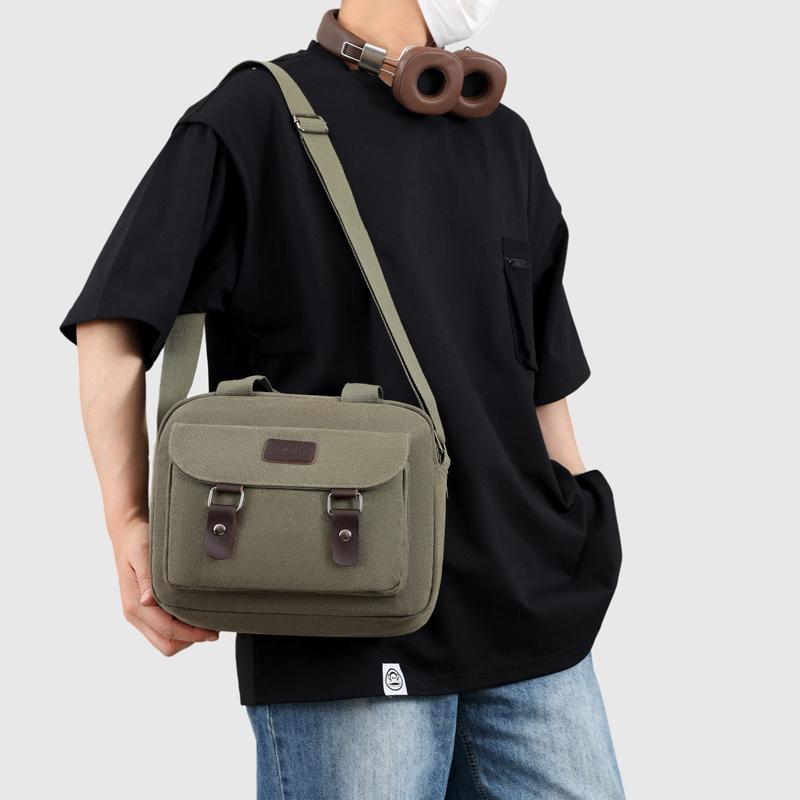 Retro Canvas Messenger Bag for Men – Oversized Crossbody Sling with Anti-Theft Pocket, Perfect for Business Trips & Hiking