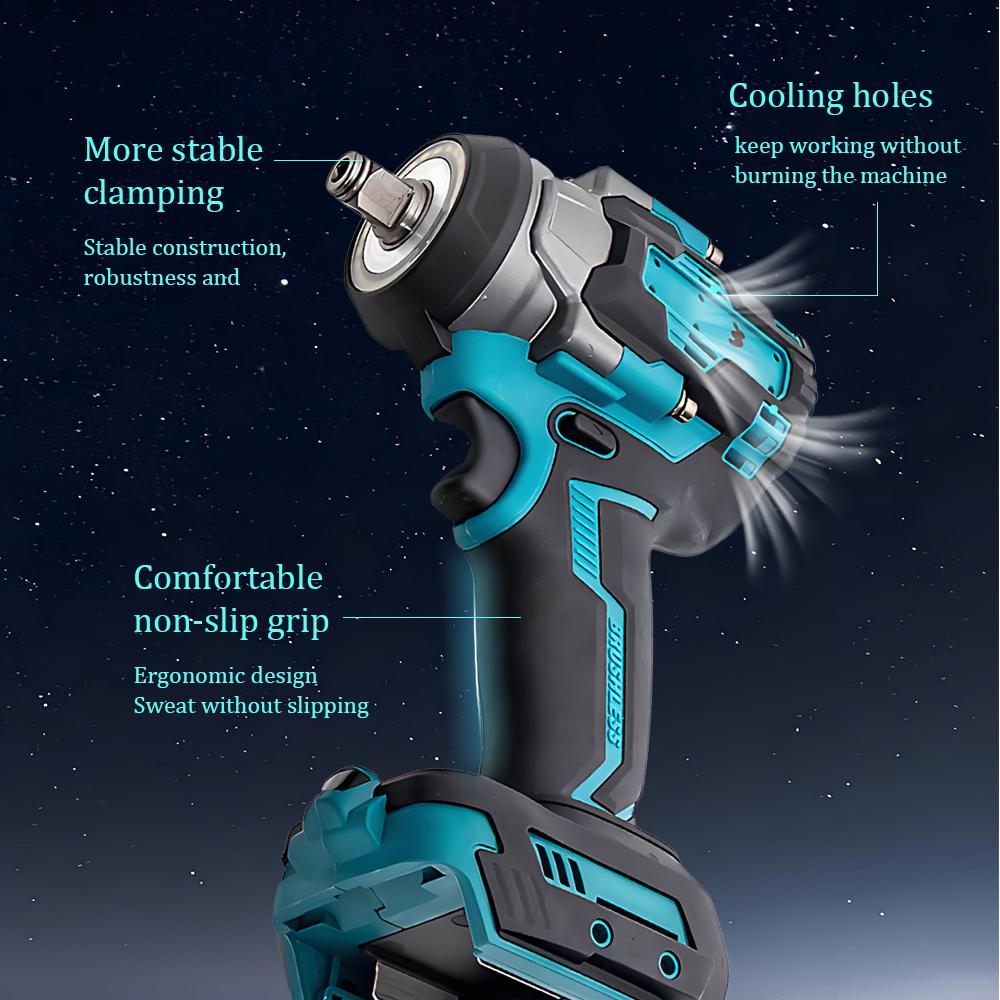 Brushless Electric Wrench Large Torque Electric Driver Lithium Rechargeable Cordless Air Cannon Auto Repair Power Tools