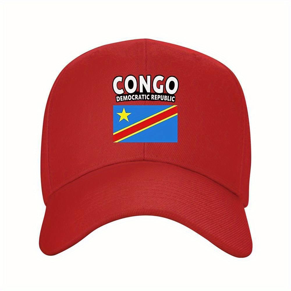 pc Congo Democratic Republic Flag  Text Print Lightweight Adjustable Snapback Cap  Congo DRC National Emblem Casual Solid Co
