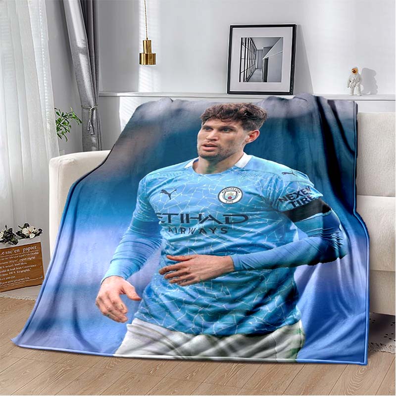 Manchester City FC Biała Odznaka Czarny Tło Nadruk Miękki Flanelowy Koc Rzutowy Ciepły Pokrowiec Dekoracja Kanapy Łóżka Dla Fanów Piłki Nożnej