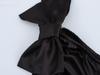 2024 Winter Women's Off-Shoulder Satin Dress with Bow - European and American Style
