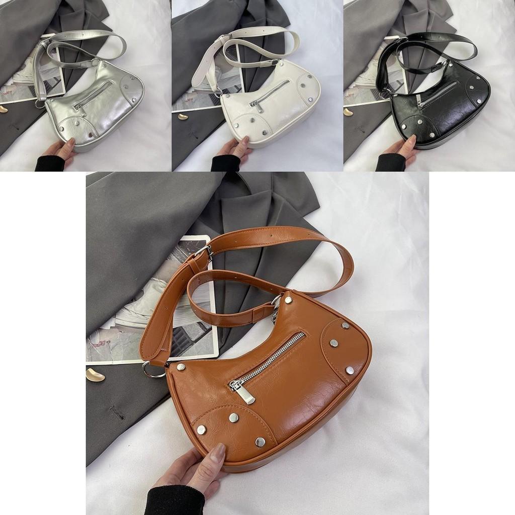 Stilvolle Vintage Halbmondtasche für Damen aus weichem PU-Material in trendigen Farben