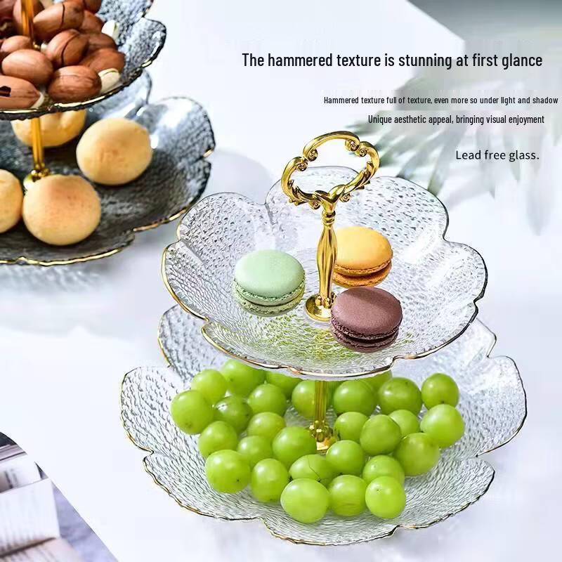 Nordic Luxury Glass 3-Tier Fruit & Snack Plate