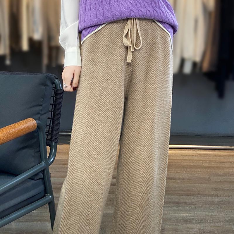 

Women s High-Waist Wool Pants: Autumn/Winter Thick Straight-Leg with Drape Style XXL бирюзовый