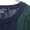 NAUTICA COMPETITION 90s Old Linen Blend Striped Pattern Long sleeve knit Men's Used