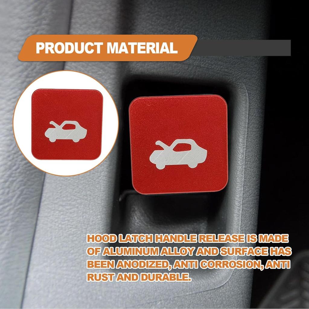 Hood Latch Release Handle Cable Aluminum Alloy Repair Kit, Compatible With Honda Civic 1996-2011, Honda CR-V 1997-2006, Honda Element 2003-2011, Red