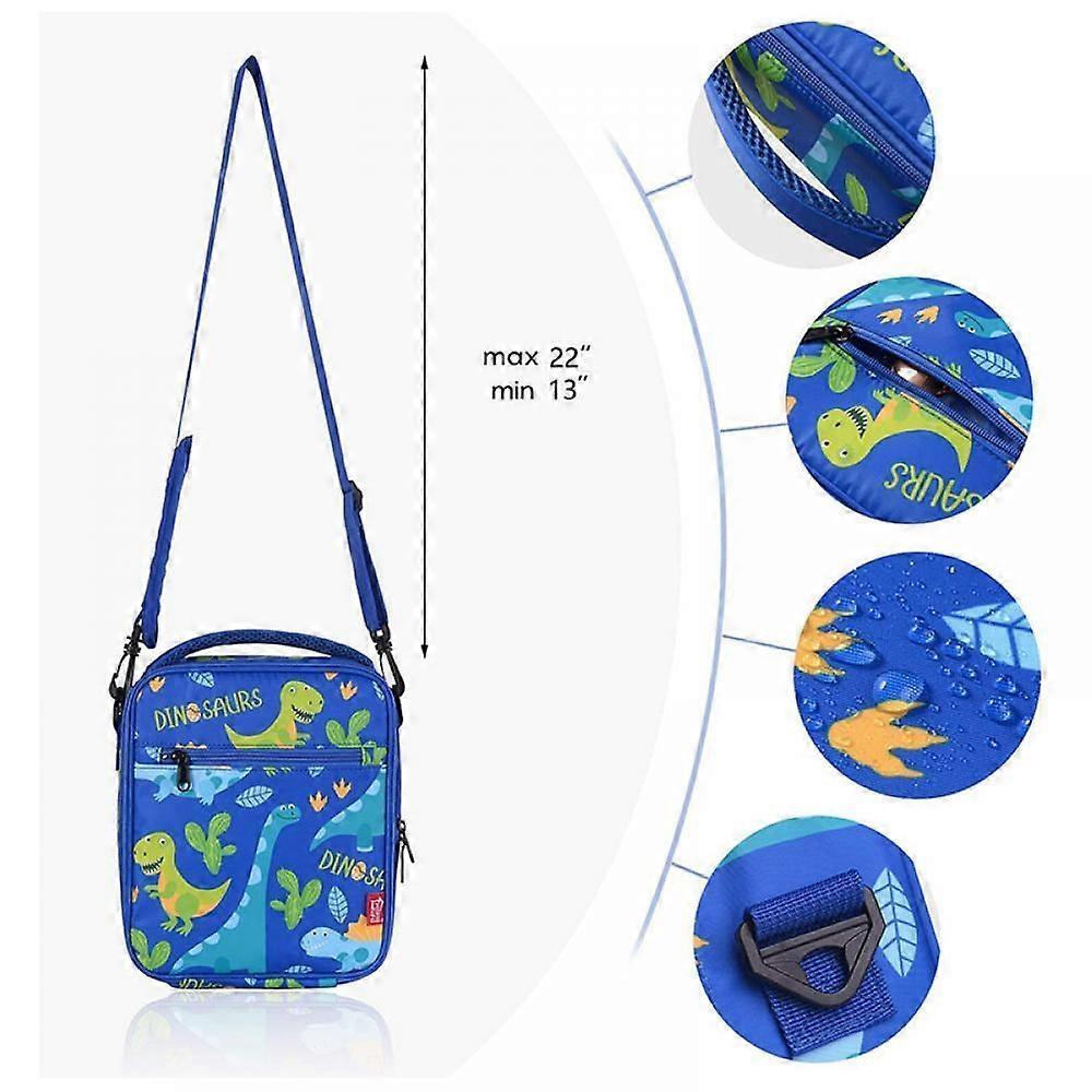 Lunch Bag For Kids Girls Insulated Lunch Bag With Shoulder Strap And Lunch Cooler Thermal Meal Lunch Tote Bag For School Travel Outdoor-Blue