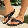 Rivet Decor Flat Slippers for Women Plus Size Light Thick Sole Platform Flip Flops Woman Summer Comfort Non Slip Beach Slippers