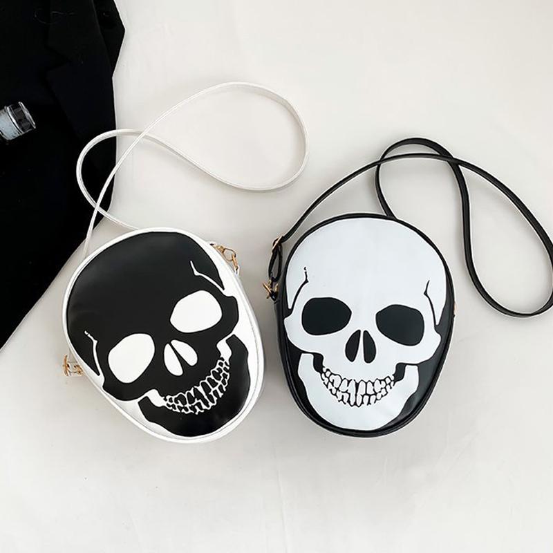 Fashion Casual Women's Shoulder Bag Skull Pattern Color Contrast Design Crossbody Bag For Halloween Festivals Party
