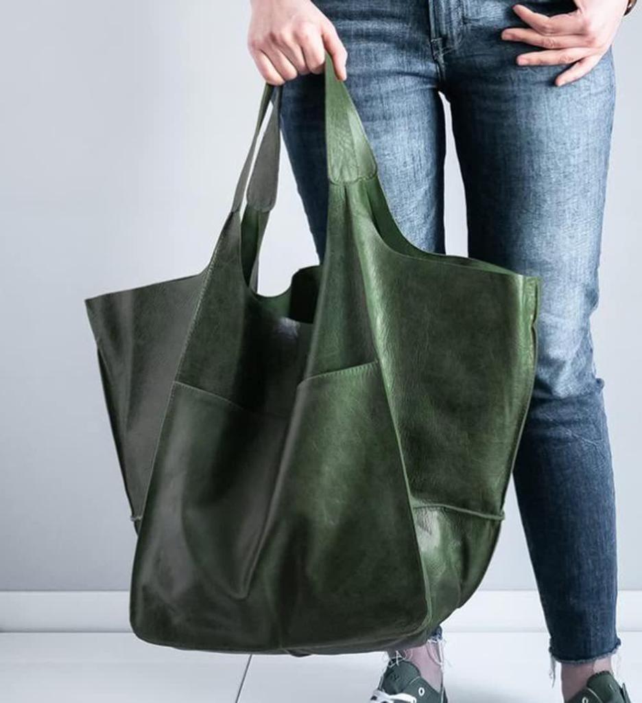 Retro European & American Soft Leather Large-Capacity Women's Tote Bag