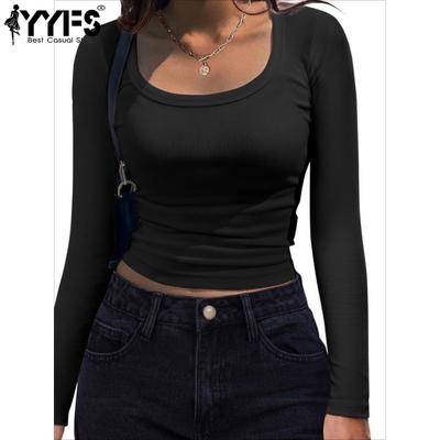 Damenmode Casual Frühling Herbst Einfarbig Druck Langarm U-Ausschnitt Blusen & Hemden