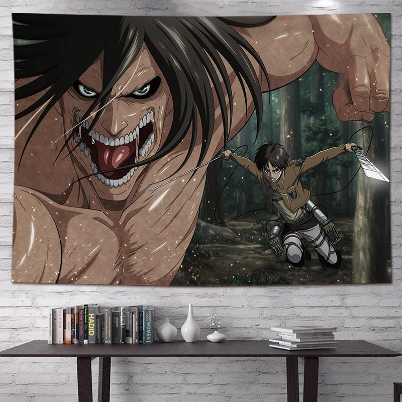 Attack On Titan Anime Tapestry Vertical Cartoon Wall Hanging Art Tapestry For Dorm Bedroom Living Room Home Decoration