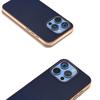 For iPhone 16 Pro Max Case Electroplating Edge PU Leather Coated TPU+PC Phone Cover