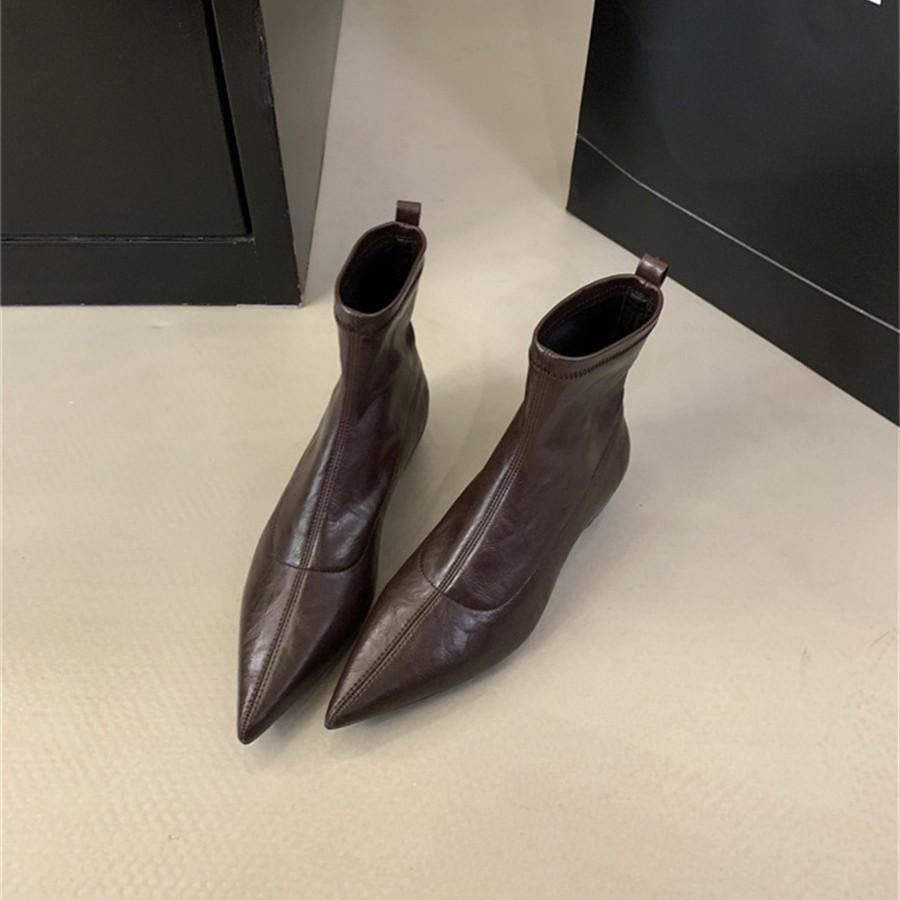 Pointed Korean Version of Short Boots Women's Sleeve Square Heel Women's Boots Thick Heel Thin Boots Niche Design High Heel Martin Boots