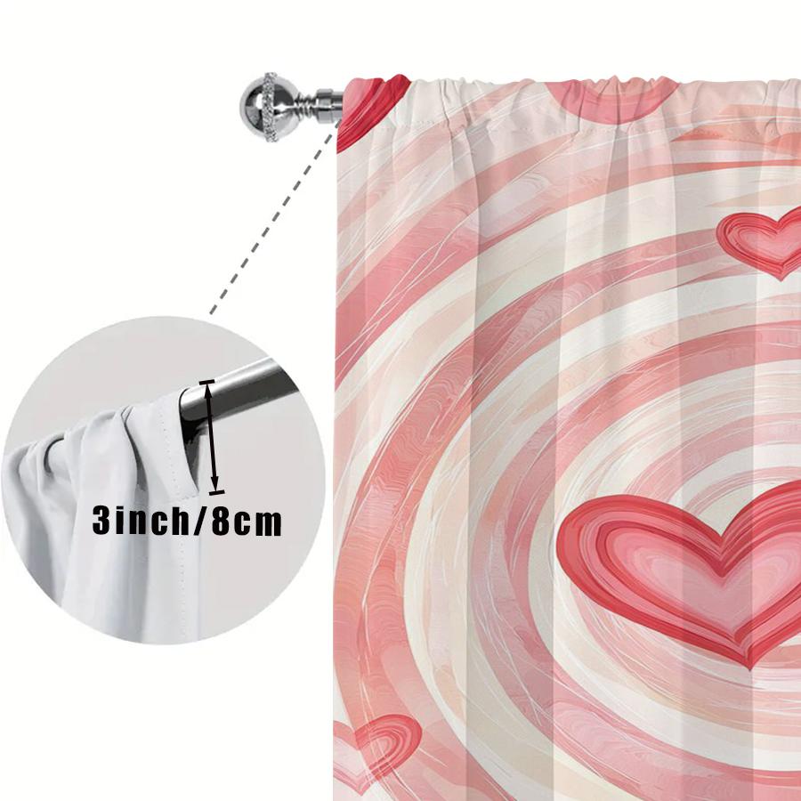 Set Of 2 Pink White Spiral Patterned Heart Shaped Curtains Romantic Style Bedroom Living Room Drawbar Pocket Curtain Polyester Ideal For Sitting