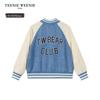 Teenie Weenie Kids Colorblock Raglan Sleeve Baseball Denim Jacket