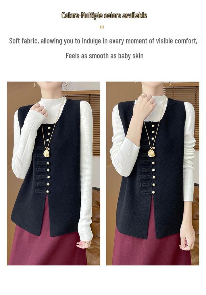 Women's Round Neck Sleeveless Wool Vest - 100% Pure Wool, High-End Feel, Perfect for Layering