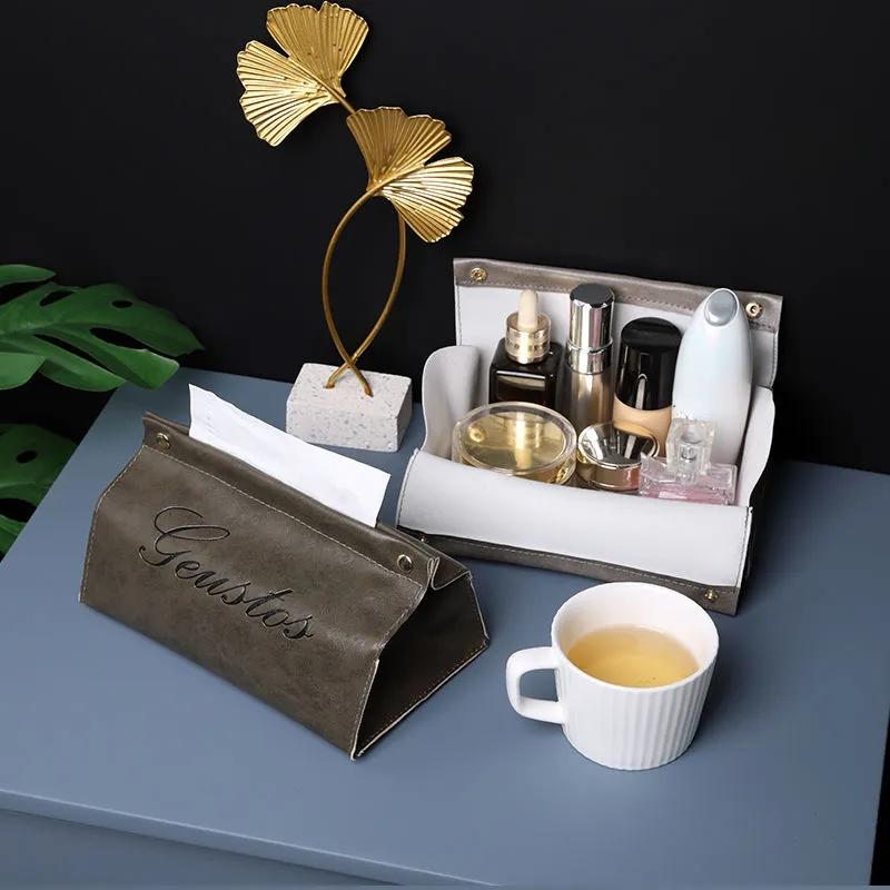 Porta fazzoletti in pelle nordica, portaoggetti da scrivania in PU per ufficio, portaoggetti per auto, semplice porta carta velina, decorazione da tavolo per soggiorno, portaoggetti per chiavi di casa