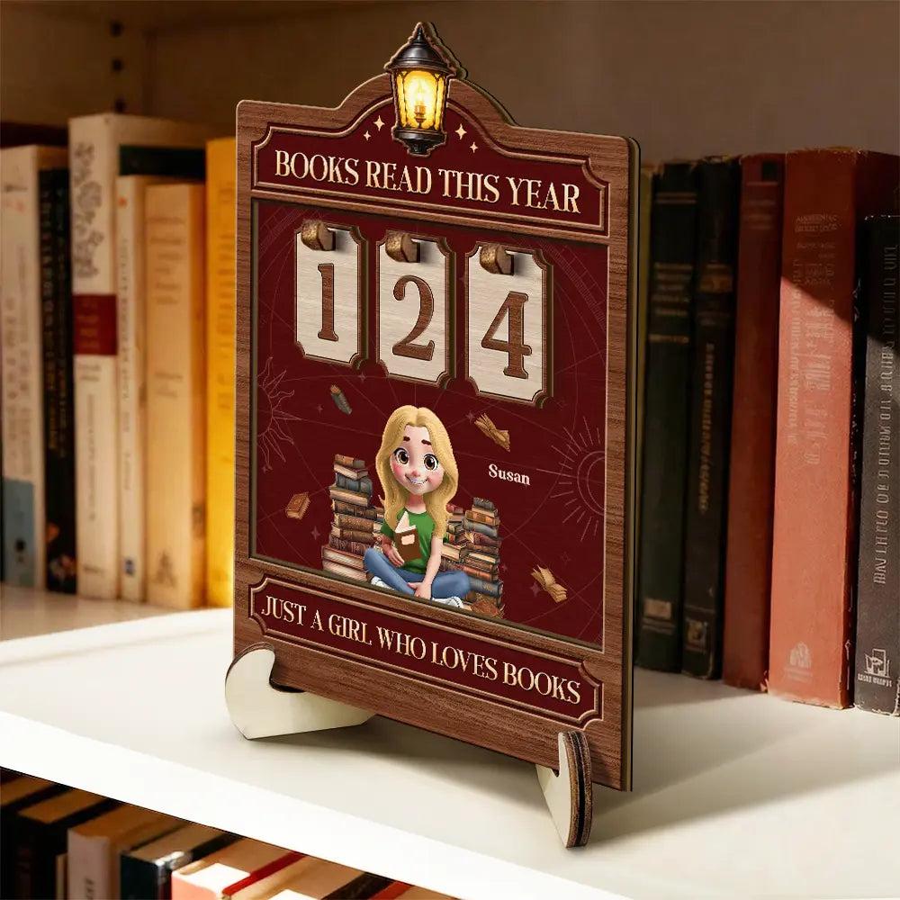 Custom 3D Effect Reading Books Tracker Sign 2 Layer Wooden Book Log Board for Kids Personalized Count Books Read Year Wall Decro