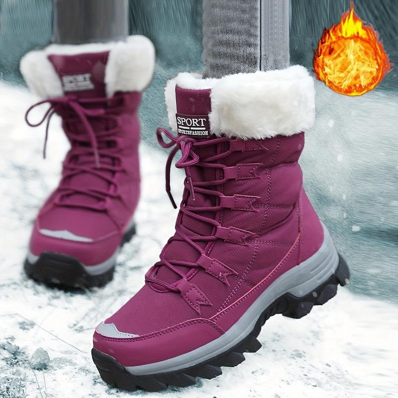 Women's Mid-Calf Boots Northern Winter Boots with Fleece Lining and Thick Sole for Warmth