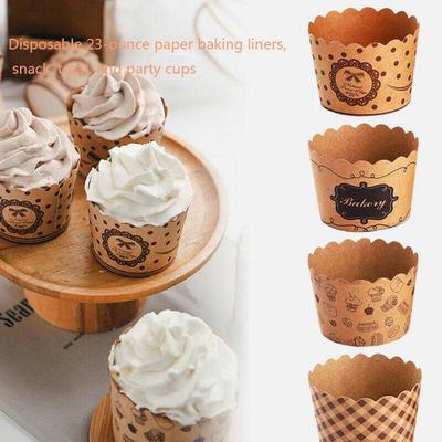 50 Adet Kek Yüksek Sıcaklık Direnci Kaplamaları Pişirme Kabı Sarma Kek Kalıbı Muffin Kek Kağıt Bardaklar