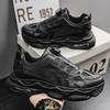 Men's shoes breathable new casual black sneakers mesh thick-soled heightened daddy work protection shoes for men zapatos