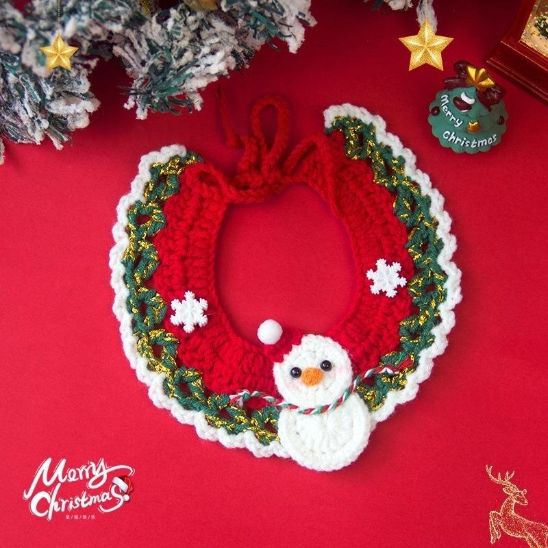 Cute Christmas Pet Scarf - Hand-Knitted Collar for Cat Dog Xmas Tree Decor Accessories